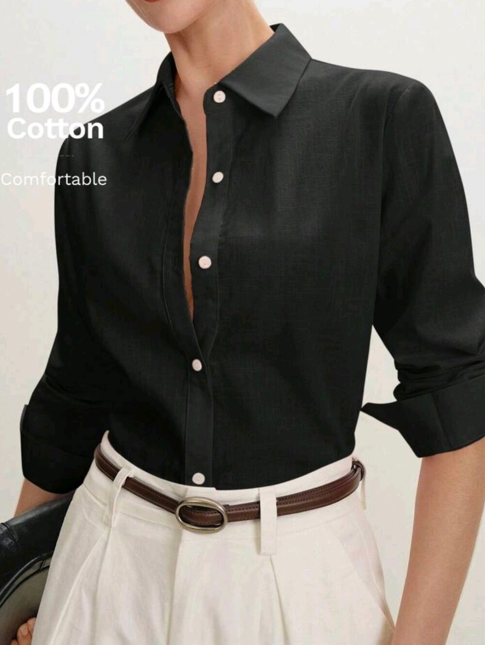 100% Cotton Lapel Collar  Button-Down Shirt Unisex